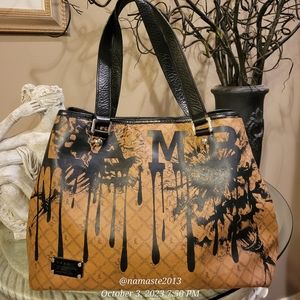 L.A.M.B. by Gwen Stefani Graffiti Logo Marigold Tote Shoulder Bag Luxury #559